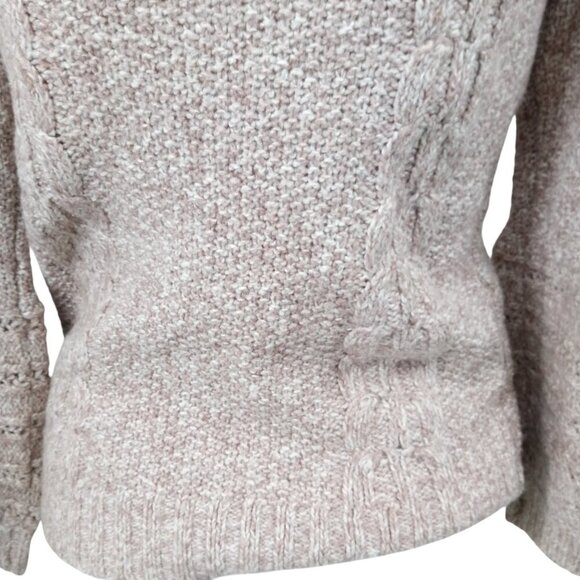 Sleeping On Snow Beige Cowl Neck Cable Neck Puff Sleeve Sweater Size XS Anthro - Picture 11 of 13